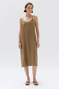Linen Slip Dress - Pea