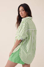 Oversize Poplin Shirt - Splash Green/White Stripe