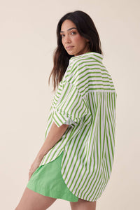 Oversize Poplin Shirt - Splash Green/White Stripe
