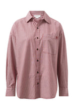 Peta Oversized Shirt - Burgundy/White Narrow Stripe