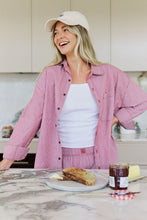 Peta Oversized Shirt - Burgundy/White Narrow Stripe