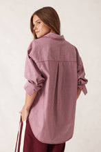 Peta Oversized Shirt - Burgundy/White Narrow Stripe