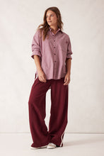 Peta Oversized Shirt - Burgundy/White Narrow Stripe