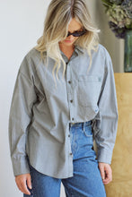 Peta Oversized Shirt - Green/White Narrow Stripe