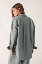 Peta Oversized Shirt - Green/White Narrow Stripe