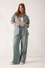 Peta Oversized Shirt - Green/White Narrow Stripe