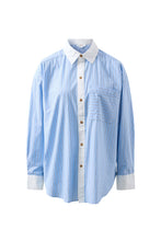 Peta Oversized Shirt - Powder Blue Triple Stripe