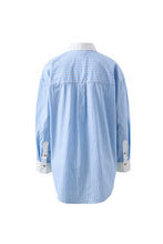 Peta Oversized Shirt - Powder Blue Triple Stripe