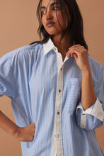 Peta Oversized Shirt - Powder Blue Triple Stripe