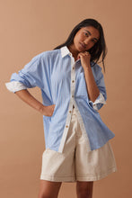 Peta Oversized Shirt - Powder Blue Triple Stripe