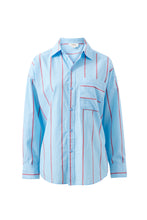 Peta Oversized Shirt - Fresh Blue Red Bold Stripe