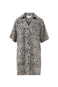 Boxy Shirt Dress - Leopard Linen Blend