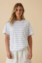 Stevie Slouchy Tee - Powder Blue/Sunny Yellow Stripe