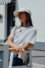 Stevie Slouchy Tee - Milk/Phantom Fine Stripe