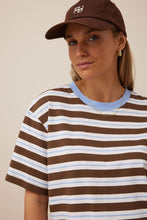 Stevie Slouchy Tee - Cocoa Sky Blue Stripe