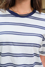 Stevie Slouchy Tee - Milk/Heritage Navy Stripe