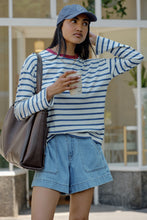 Scout Slouchy L/S Tee - Milk Prussion Blue Stripe