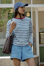 Scout Slouchy L/S Tee - Milk Prussion Blue Stripe