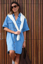 Sammy Relaxed Shirt Dress - Mid Vintage Blue