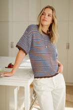 Nina Boxy Knit - Brunette Sky Blue Stripe