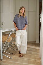 Nina Boxy Knit - Brunette Sky Blue Stripe