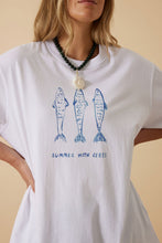 Liv Oversized Tee White Summer Fish