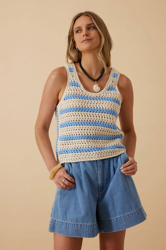 Talulah  Knit Tank Powder Blue Stripe