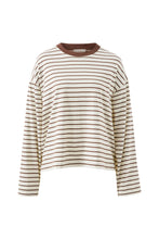 Beau Long Sleeve Slouchy Tee - Milk/Brunette Stripe