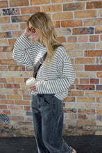 Beau Long Sleeve Slouchy Tee - Milk/Brunette Stripe