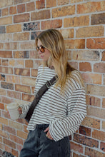 Beau Long Sleeve Slouchy Tee - Milk/Brunette Stripe