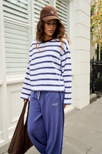 Beau L/S Slouchy Tee - White/Polo Choc Stripe
