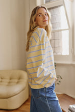 Beau L/S Slouchy Tee - Butter/China Blue Stripe