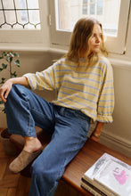 Beau L/S Slouchy Tee - Butter/China Blue Stripe