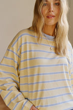 Beau L/S Slouchy Tee - Butter/China Blue Stripe