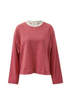Beau L/S Slouchy Tee - Mulberry/Red/Stone Stripe