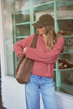 Beau L/S Slouchy Tee - Mulberry/Red/Stone Stripe