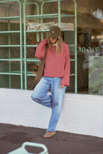 Beau L/S Slouchy Tee - Mulberry/Red/Stone Stripe