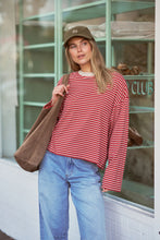 Beau L/S Slouchy Tee - Mulberry/Red/Stone Stripe