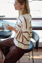 Lila  Oversized Knit Crew - Ecru Stripe
