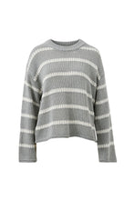Lila Oversized Knit Crew - Grey Marle Stripe