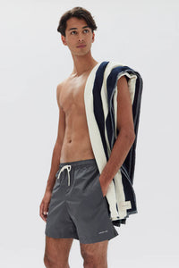 Wide Stripe Beach Towel - True Navy/White