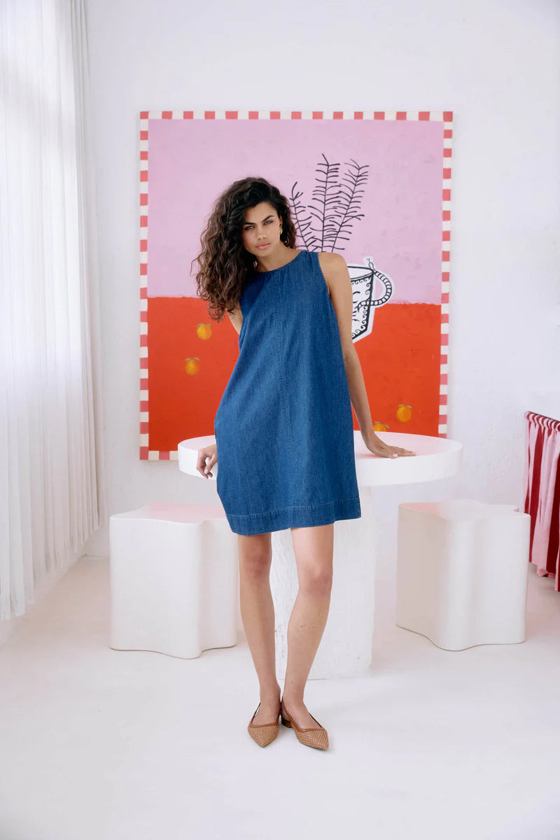 Melenia Denim Tank Dress - Indigo
