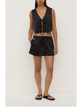 Beal Silk Tie Front Top - Black