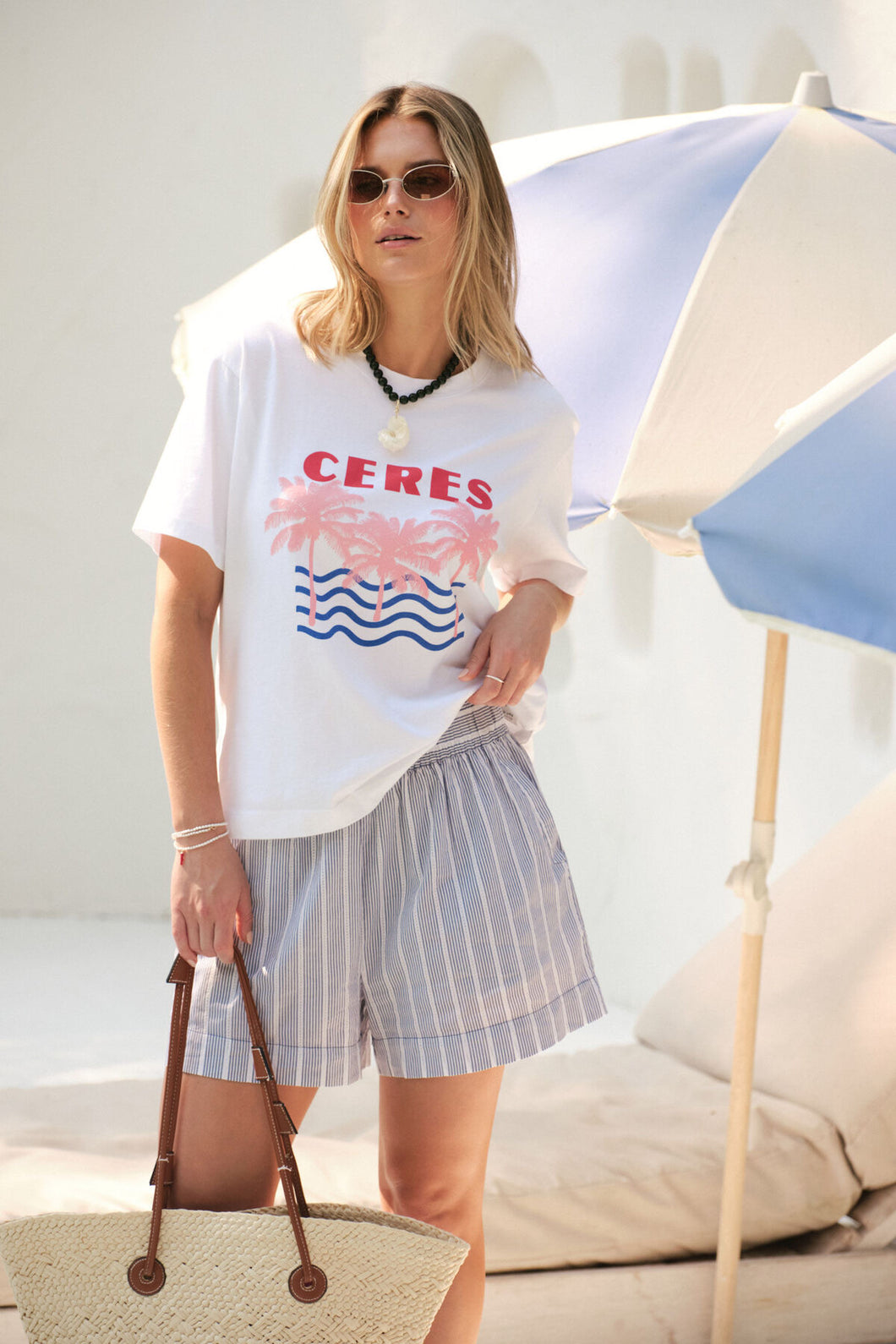 Stevie Slouchy Tee Retro Palms