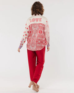 Isabel Mixed Print Shirt - Rouge
