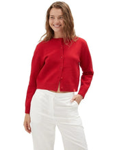 Crew Neck Cardigan - Red