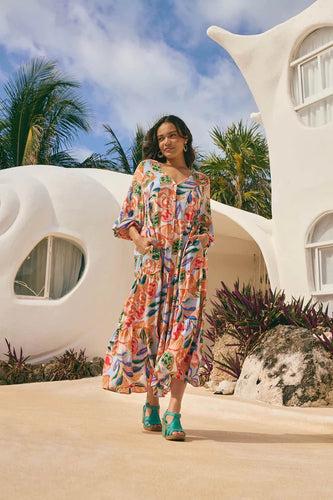 Baja Button Maxi Dress - Tide