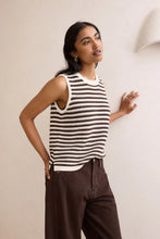 Maddy Mesh Knit Tank - Brunette Stripe