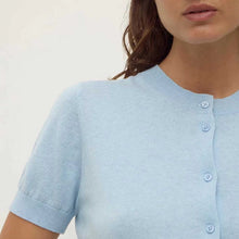 Semra Cotton Cashmere Short Sleeve Cardigan - Salt