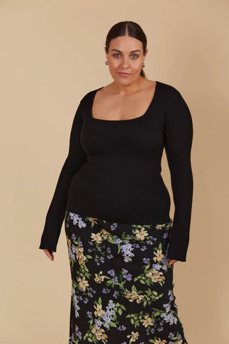 Juno Sqaure Neck Top - Onyx